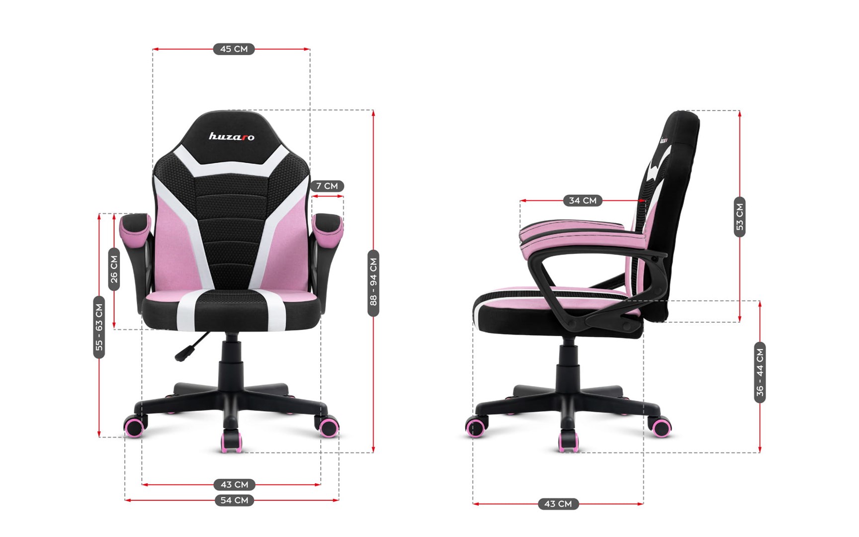Gaming stolica za djecu HUZARO Ranger 1.0 (roza mreža)-7
