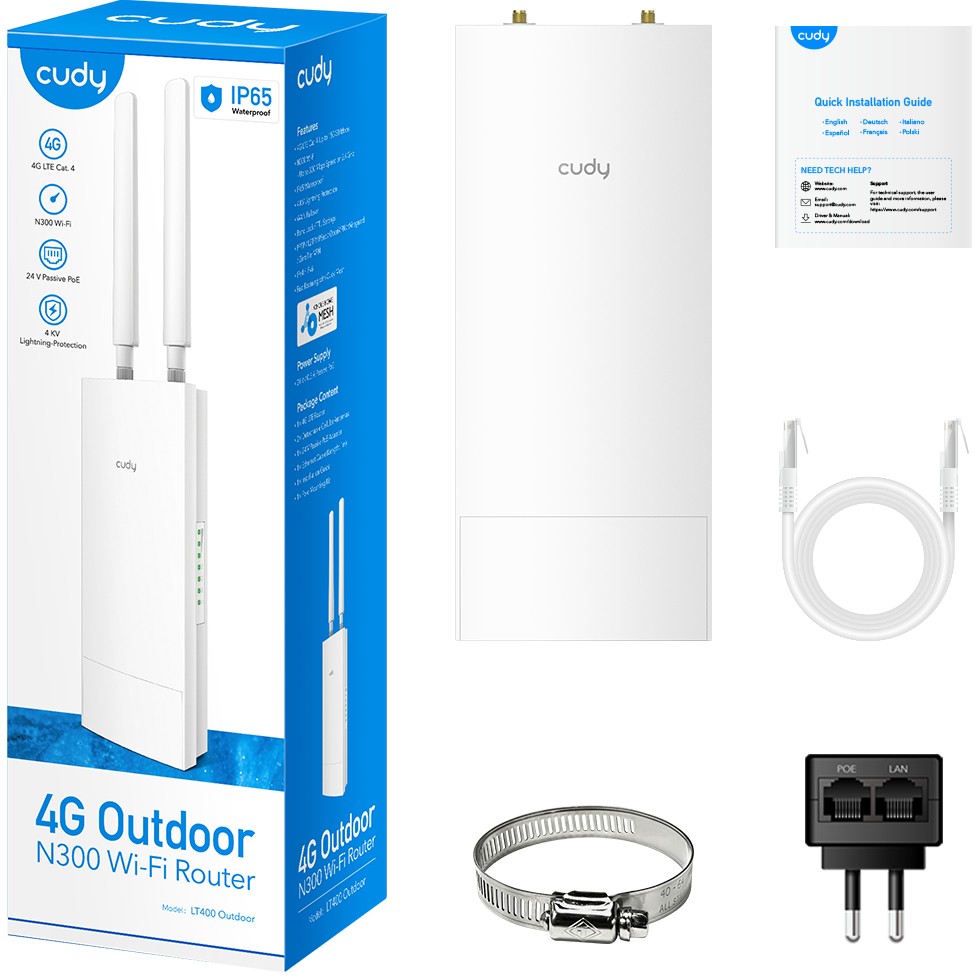 Router CUDY LT400 OUTDOOR_EU (Desktop/pole router, IP65, 4G, 300 Mbit/s, bijela boja)-5