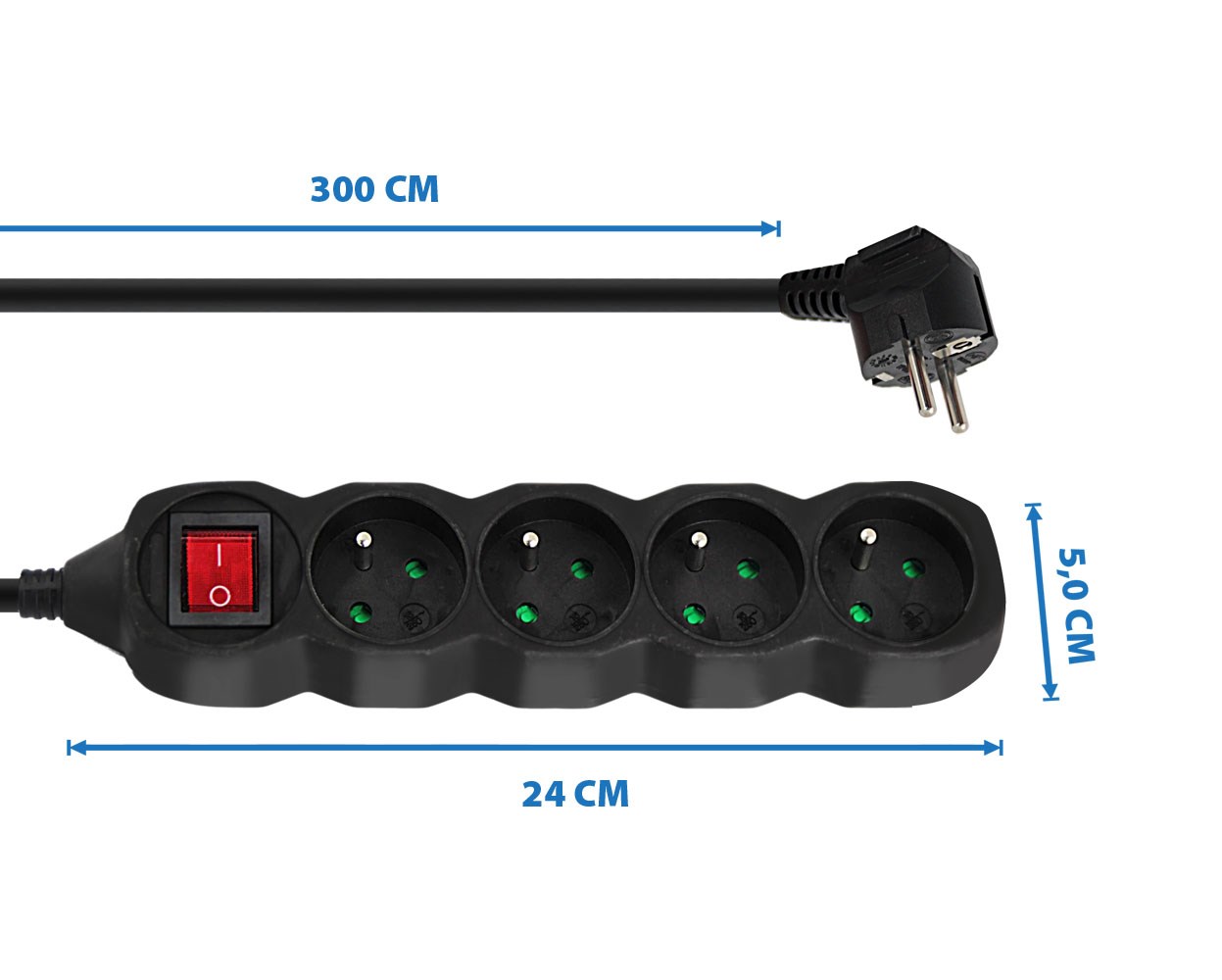 Power strip ESPERANZA ELK213K (4 utičnice, 3m, crna)-1