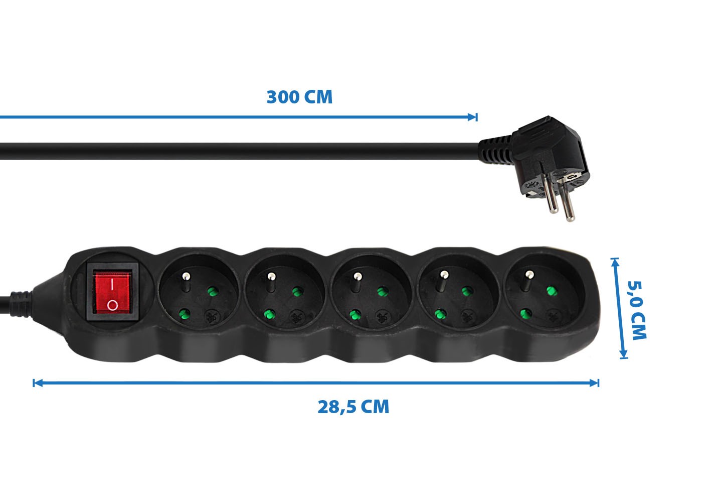 Power strip ESPERANZA ELK215K (5 utičnica, 3m, crna)-1