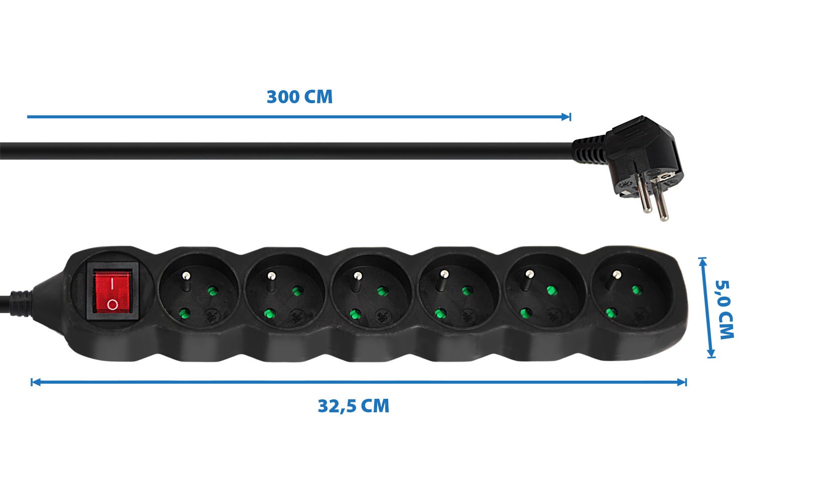 Power strip ESPERANZA ELK218K (6 utičnica, 3 m, crna)-1