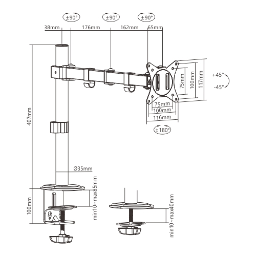 Nosač za monitor GEMBIRD MA-D1-01 (32", za stol) crna-8
