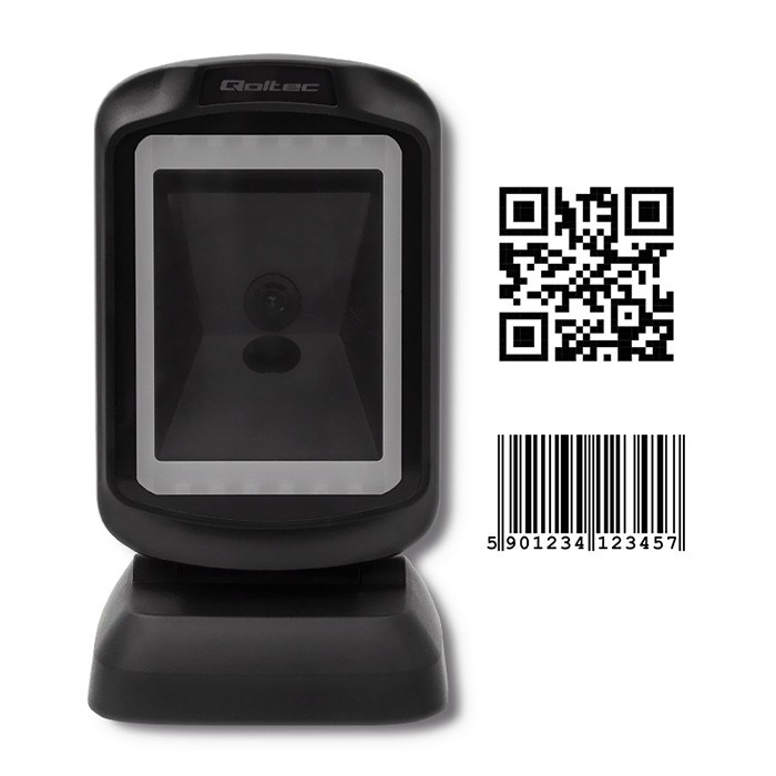 Qoltec 50864 Desktop QR & Barcode Scanner | USB-2