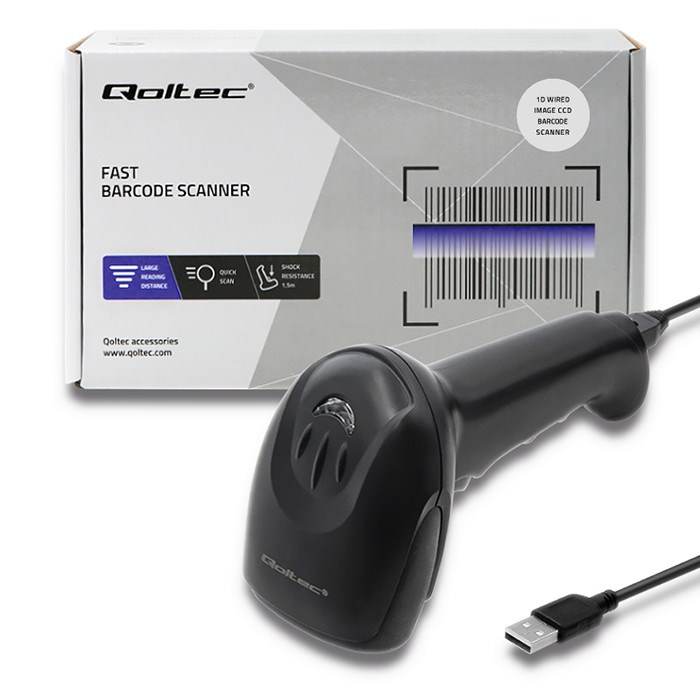 Laserski barkod skener QOLTEC 50866 (1D, CCD, USB) crni-2