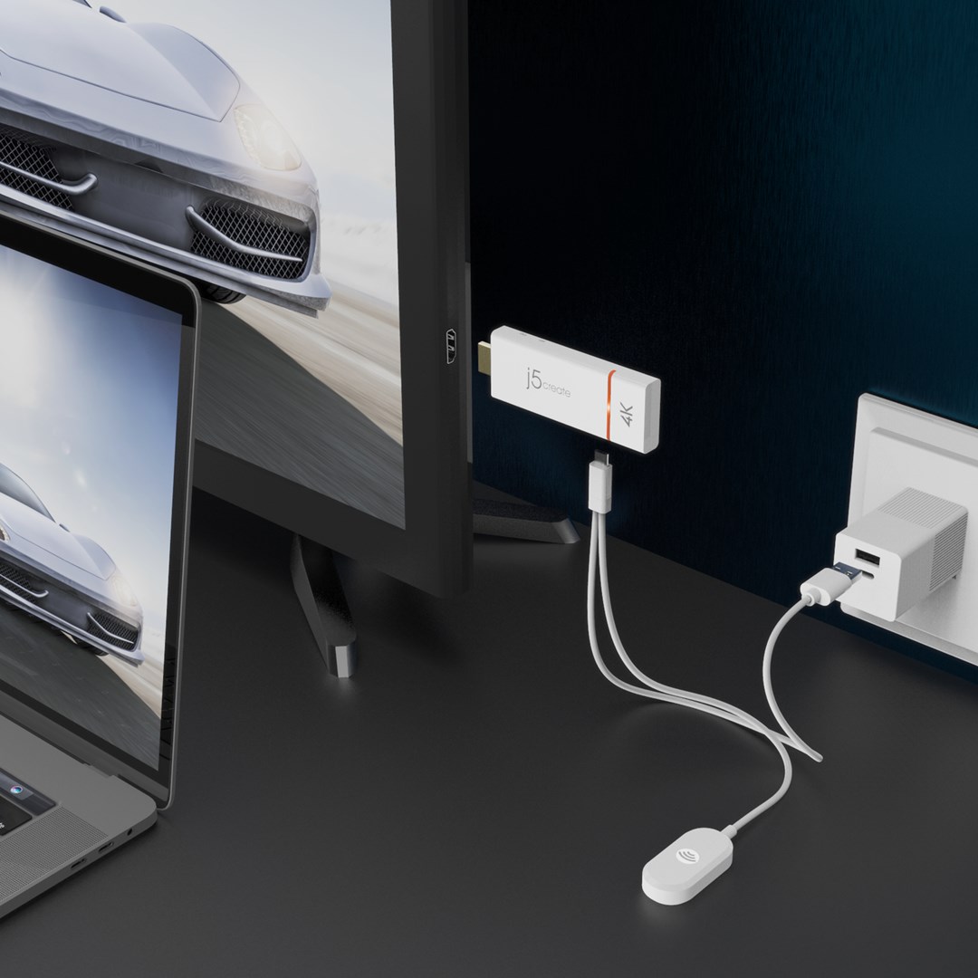 Nadajnik i odbiornik audio/video bezprzewodowy j5create ScreenCast 4K Wireless Display Adapter; kolor biały JVAW76-N-2