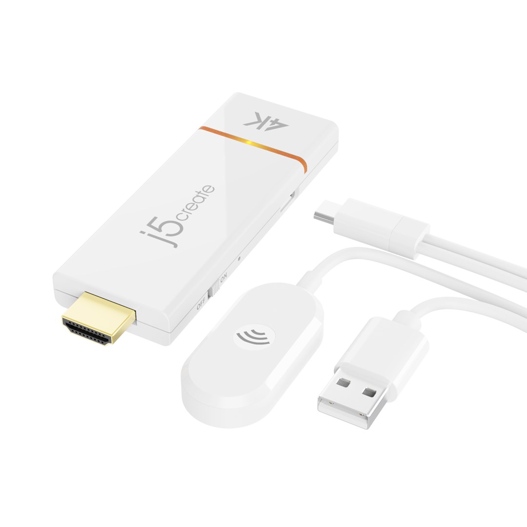 Nadajnik i odbiornik audio/video bezprzewodowy j5create ScreenCast 4K Wireless Display Adapter; kolor biały JVAW76-N-0