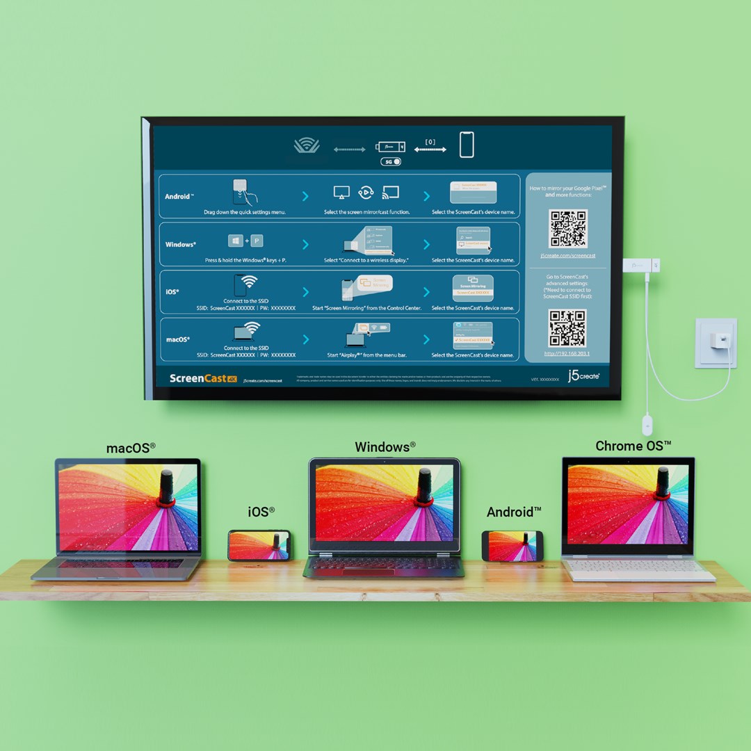 Nadajnik i odbiornik audio/video bezprzewodowy j5create ScreenCast 4K Wireless Display Adapter; kolor biały JVAW76-N-5