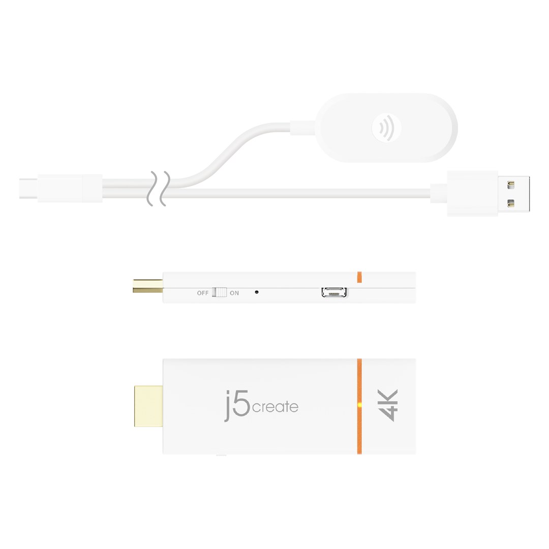 Nadajnik i odbiornik audio/video bezprzewodowy j5create ScreenCast 4K Wireless Display Adapter; kolor biały JVAW76-N-1