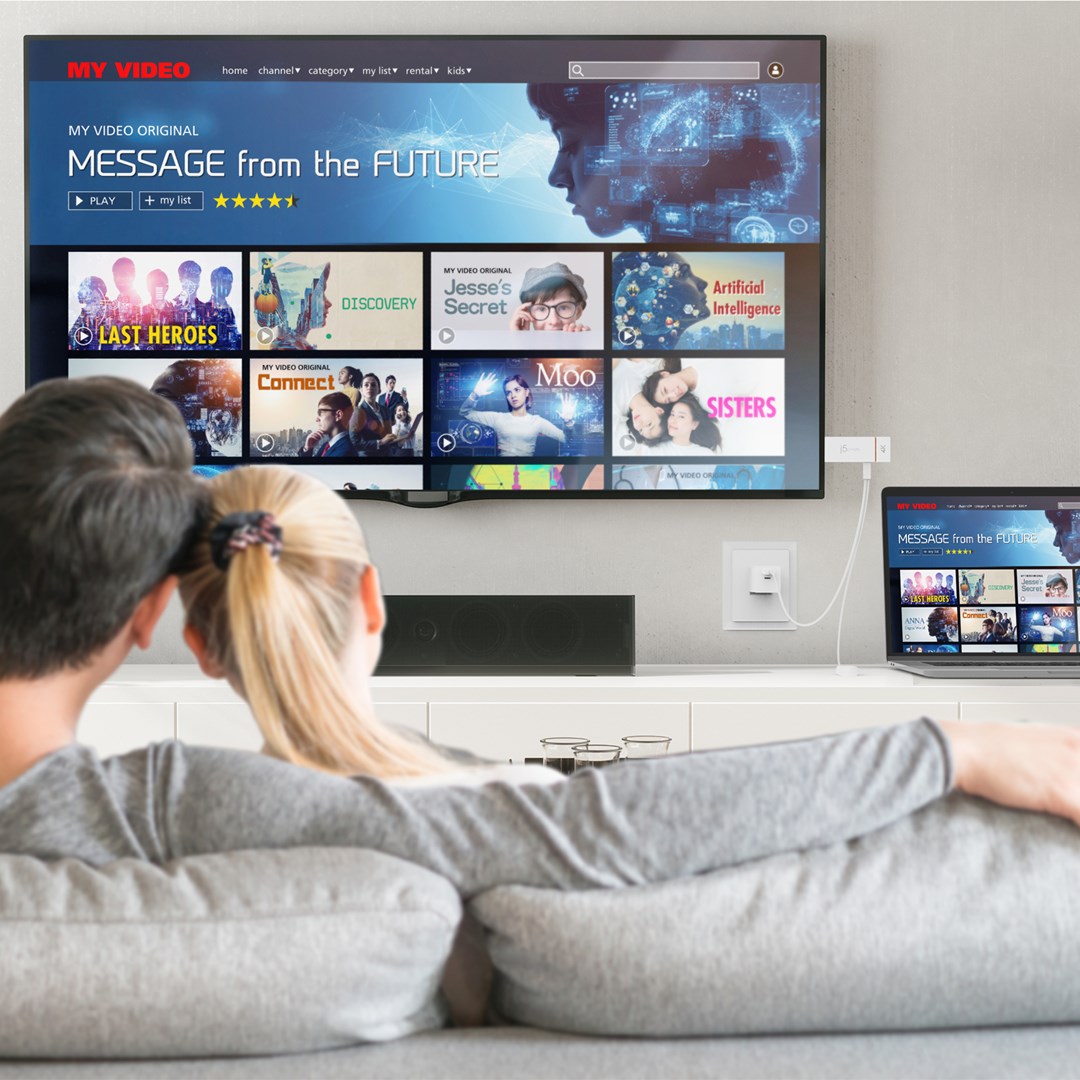 Nadajnik i odbiornik audio/video bezprzewodowy j5create ScreenCast 4K Wireless Display Adapter; kolor biały JVAW76-N-4