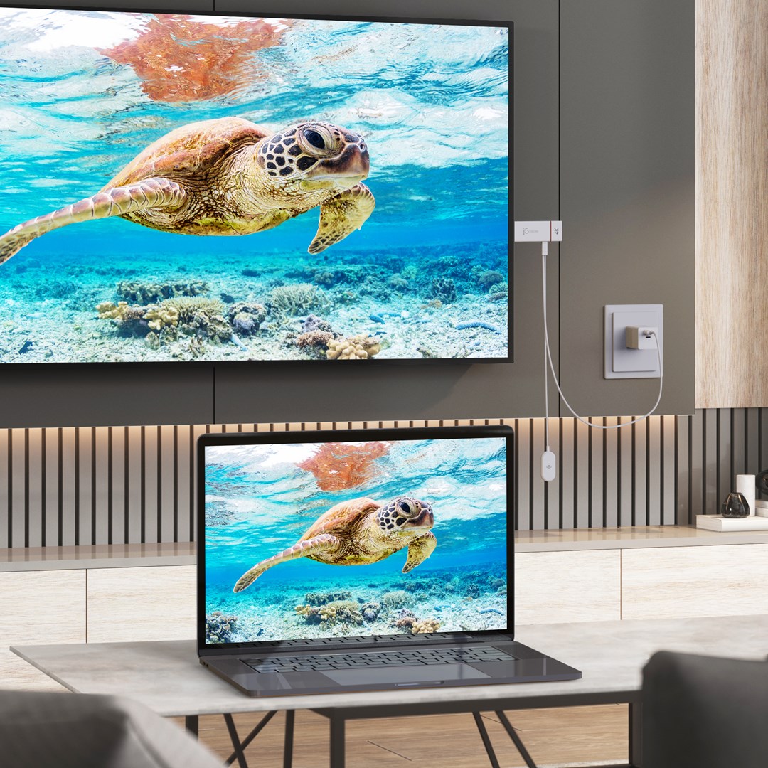 Nadajnik i odbiornik audio/video bezprzewodowy j5create ScreenCast 4K Wireless Display Adapter; kolor biały JVAW76-N-3
