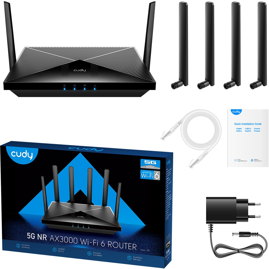 Router CUDY P5_EU LAN Gigabit AX3000 WiFi 6 Mesh 5G Dual SIM-3