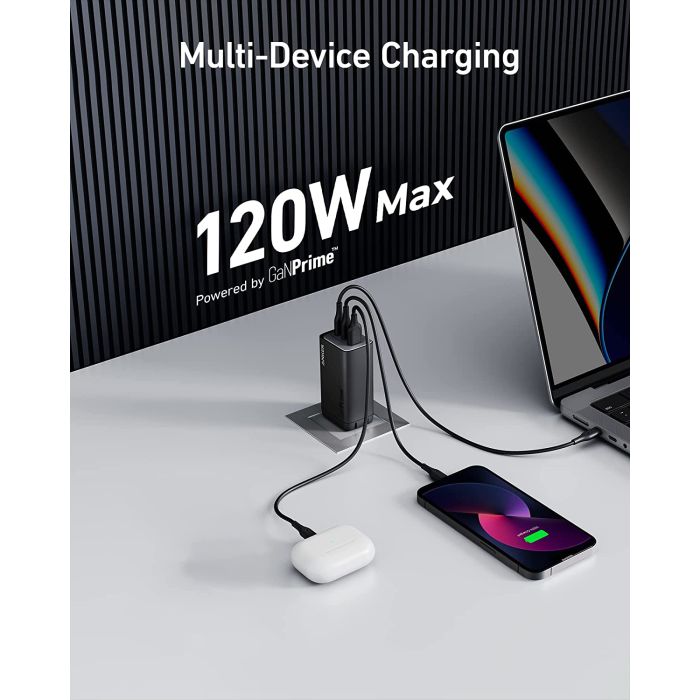 Adapter/punjač ANKER 737 GaN Prime 120W 2×USB-C + 1×USB-A, Power IQ, A2148311-5