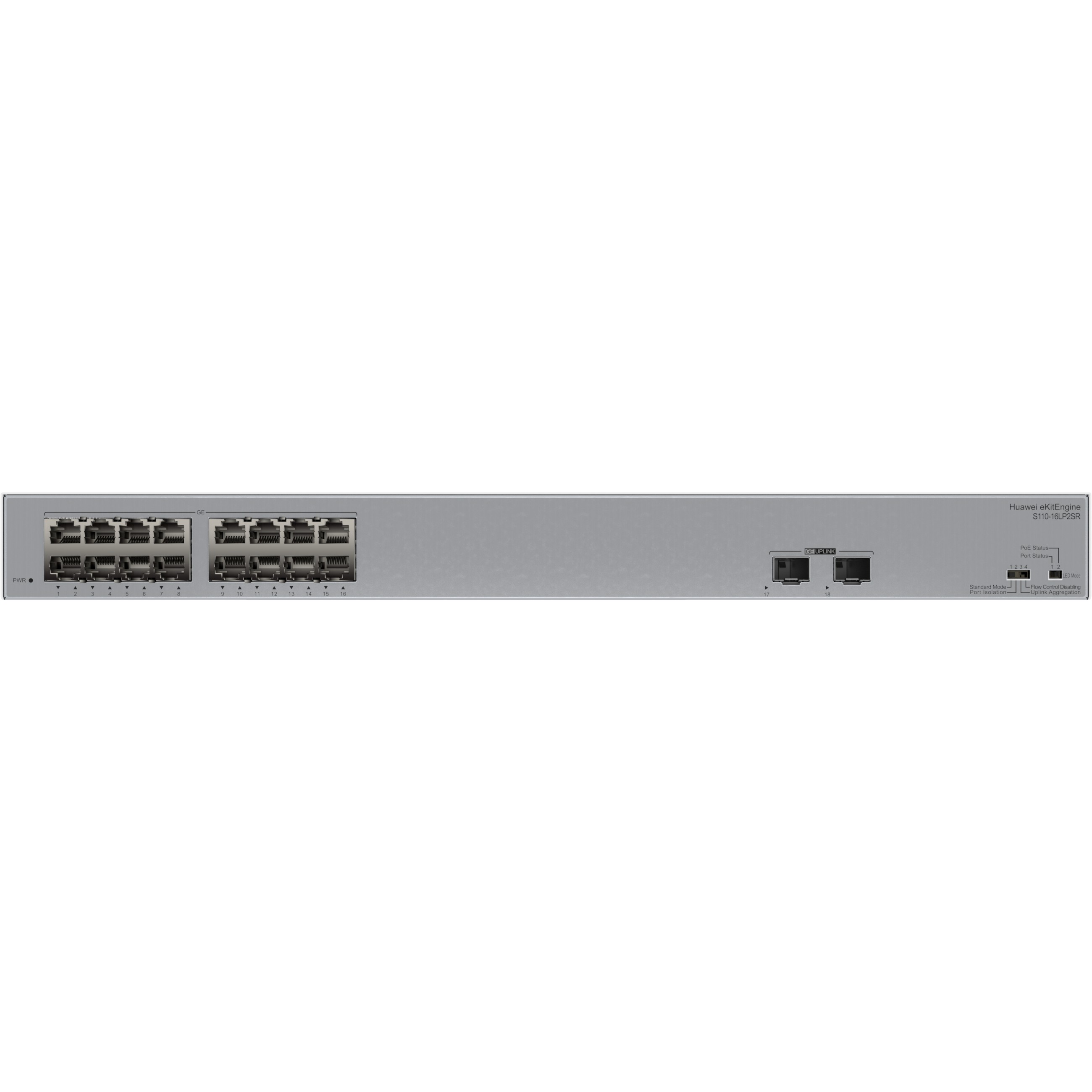 Switch HUAWEI S110-16LP2SR (16x GE PoE+, 2x SFP, 124W, AC)-1