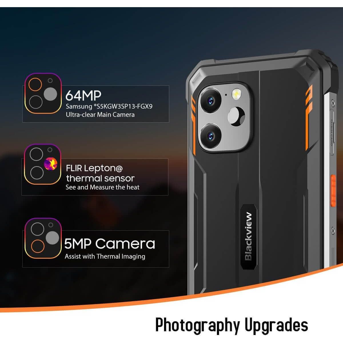 Mobitel BLACKVIEW BV8900 8GB/256GB crno narančasni-8