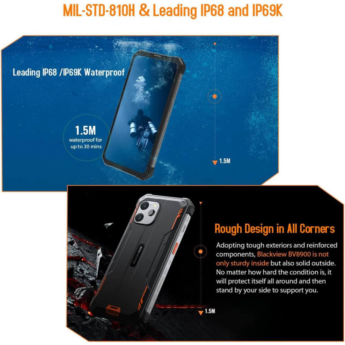 Mobitel BLACKVIEW BV8900 8GB/256GB crno narančasni-12
