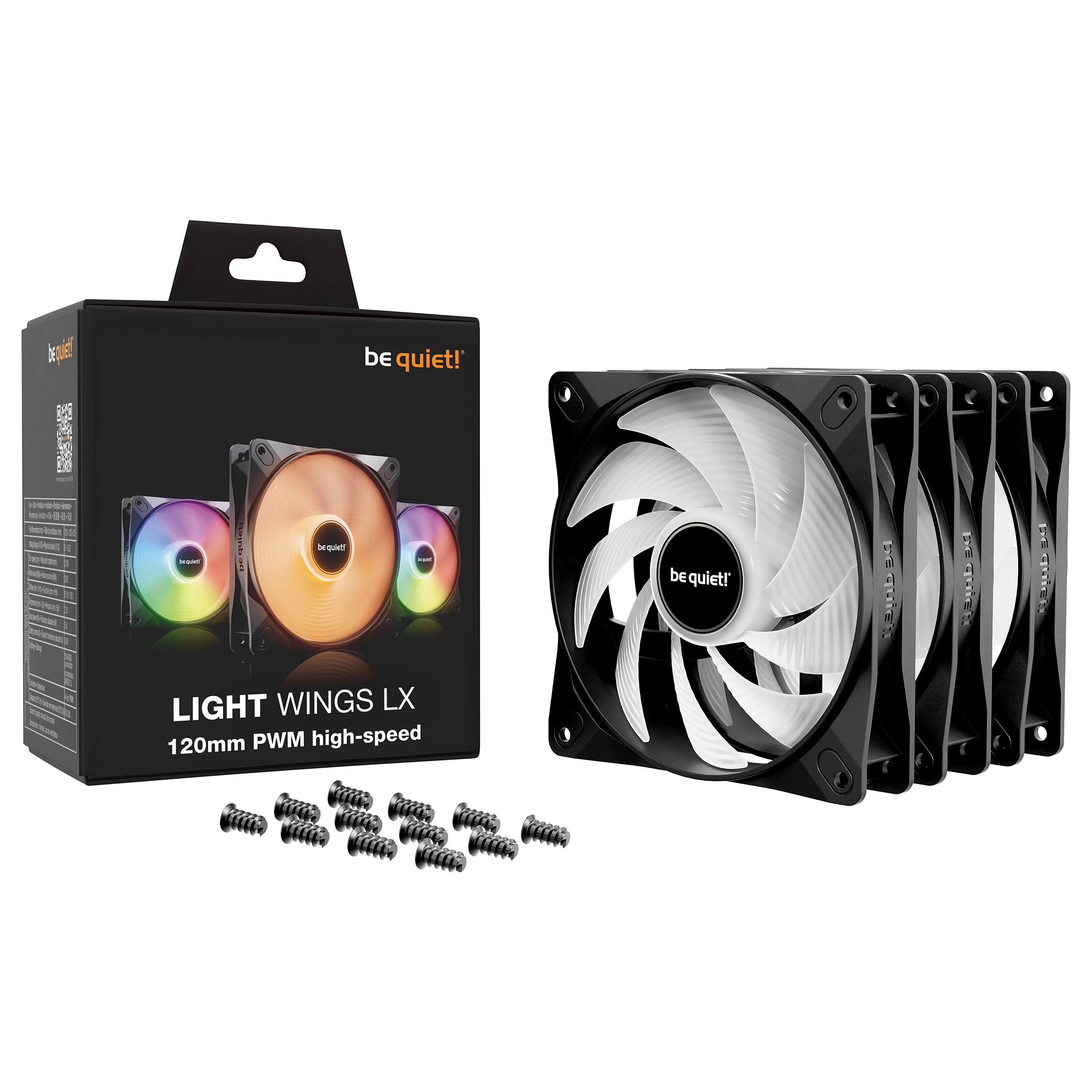 Ventilatori za računalno kućište BE QUIET! LIGHT WINGS LX 120mm PWM High Speed 3-Pack Black (3 komada, 2100 RPM, 61.8 cfm, 30.9 dB, 4-pin)-4