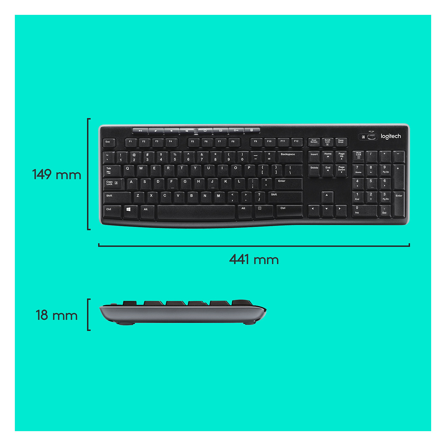 Logitech Wireless Combo MK270 keyboard Mouse included RF Wireless QWERTY US International Black, Silver – internacionalna non HR tipkovnica-10
