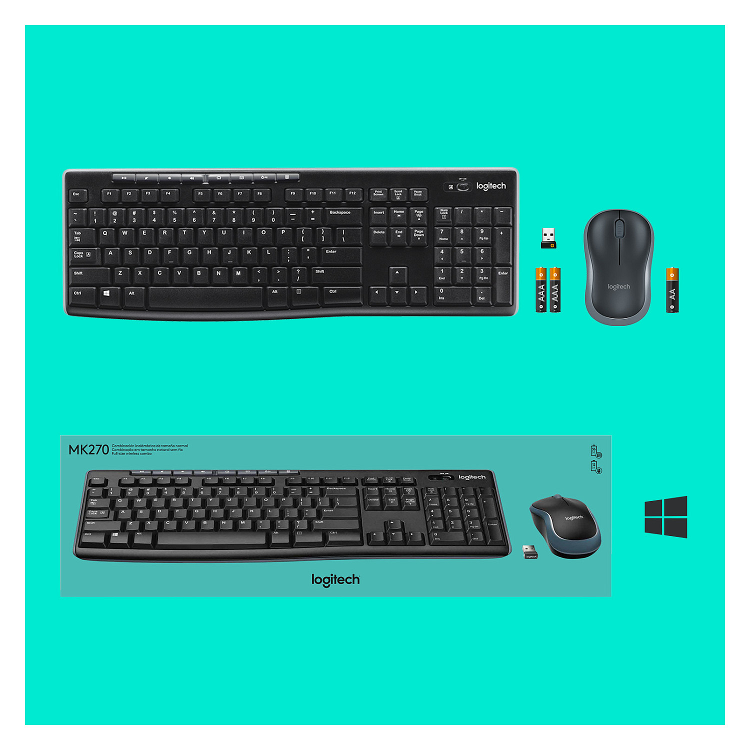 Logitech Wireless Combo MK270 keyboard Mouse included RF Wireless QWERTY US International Black, Silver – internacionalna non HR tipkovnica-12