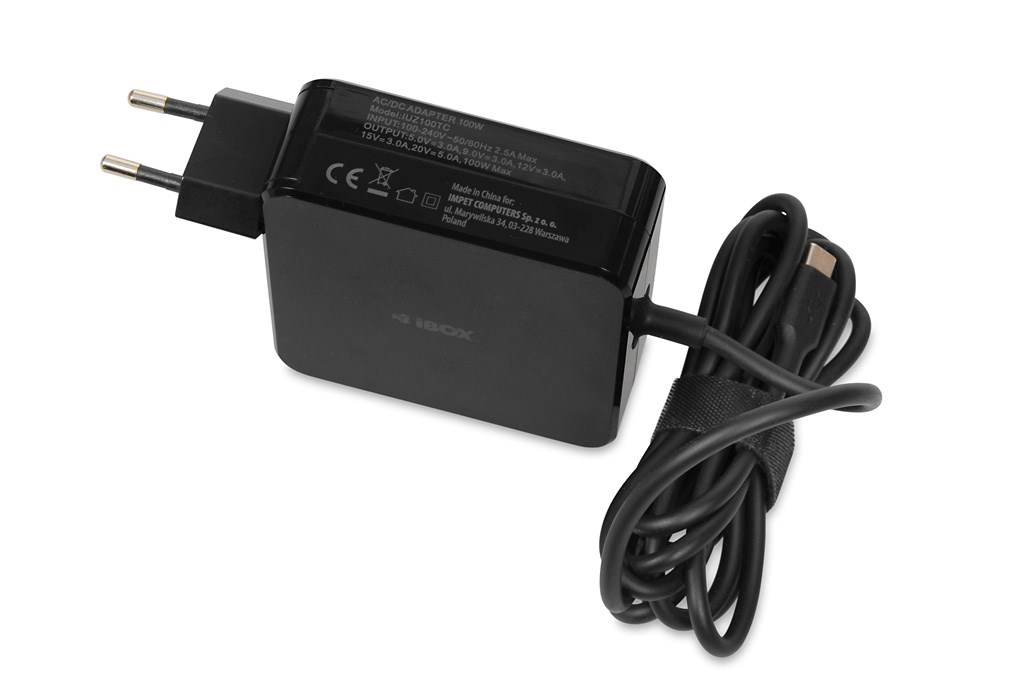 iBOX IUZ100TC laptop charger PD 100W, E-mark chip-0