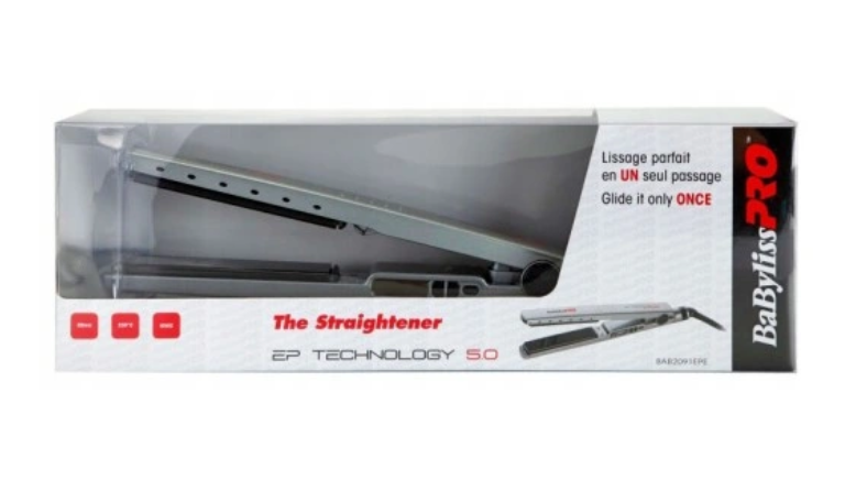 Pegla za kosu BaByliss PRO BAB2091EPE (EP Technology 5.0 titanijsko-keramičke ploče 28 × 110 mm, Ionic tehnologija, Advanced Heat Management™, 5 temperatura 150–230 °C, LED zaslon, rotirajući kabel)-1