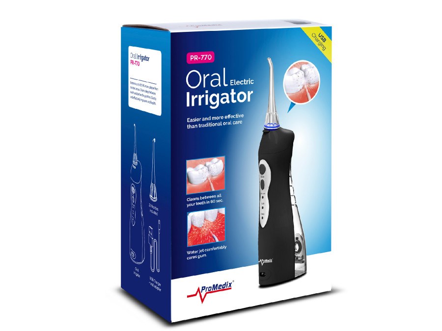Oral irrigator PROMEDIX PR-770B (cordless, 0.16 L, 2 head(s), black)-0