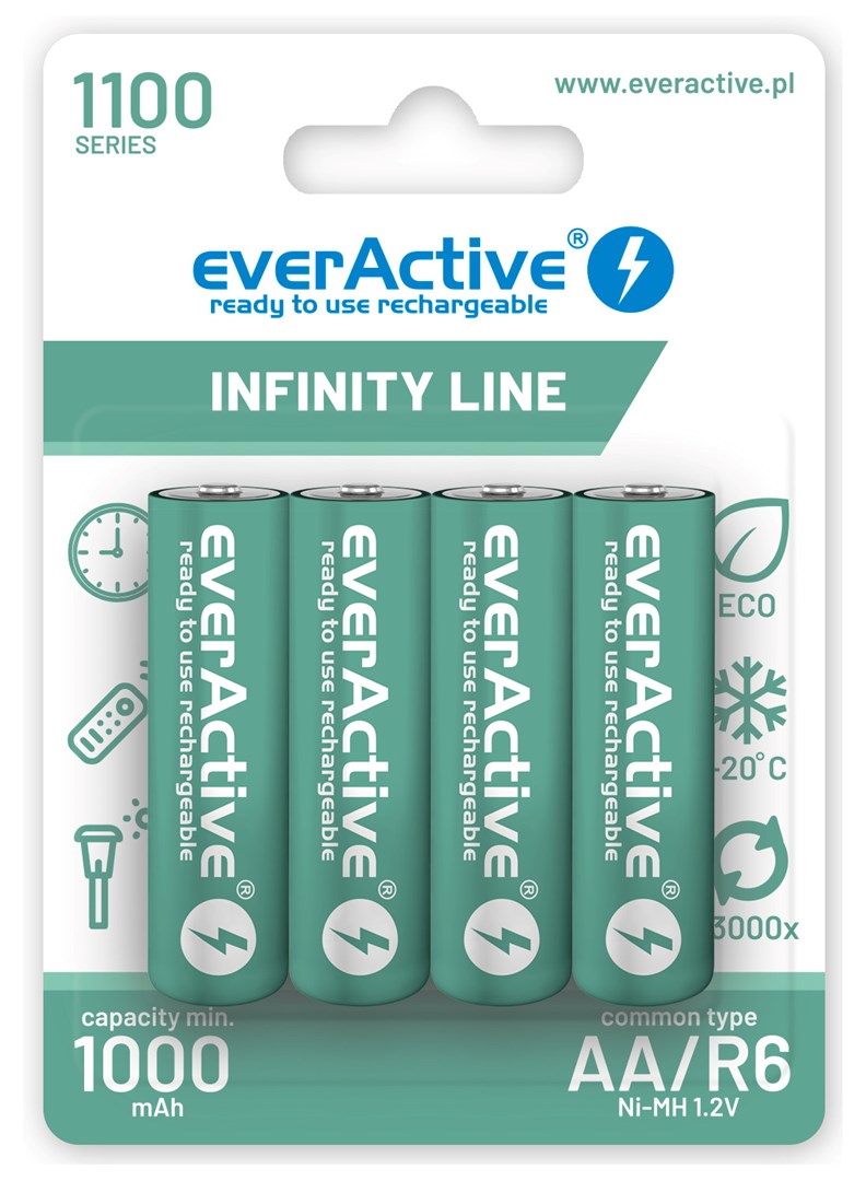 Rechargeable batteries everActive Ni-MH R6 AA 1100 mAh Infinity Line - 4 pieces-0