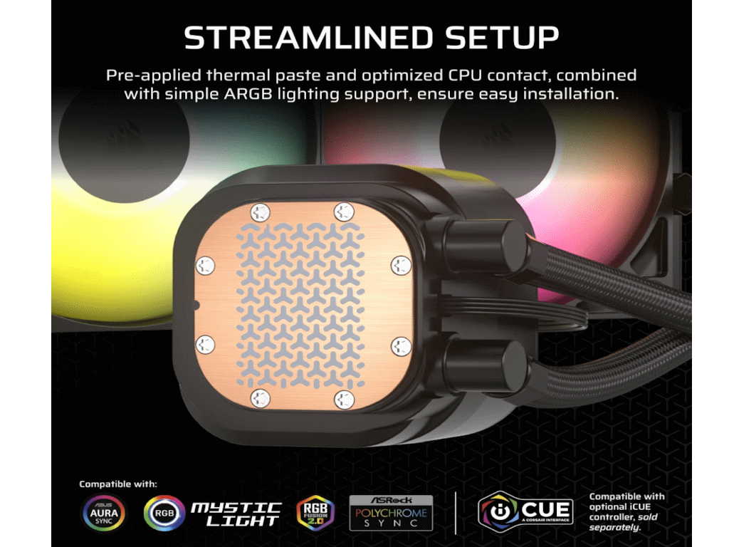 Hladnjak za procesor CORSAIR NAUTILUS 240 RS ARGB (Air cooler, crni, 2 ventilatora, LED osvjetljenje)-1