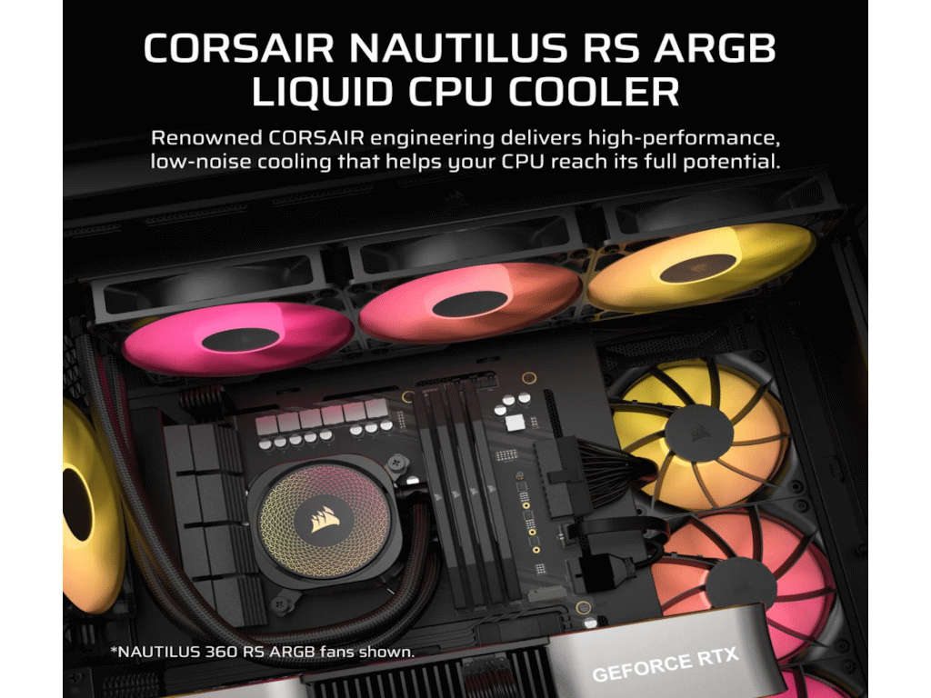 Hladnjak za procesor CORSAIR NAUTILUS 240 RS ARGB (Air cooler, crni, 2 ventilatora, LED osvjetljenje)-2