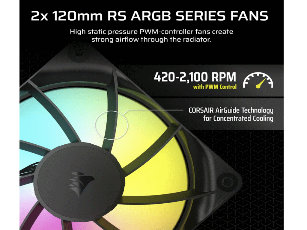 Hladnjak za procesor CORSAIR NAUTILUS 240 RS ARGB (Air cooler, crni, 2 ventilatora, LED osvjetljenje)-3