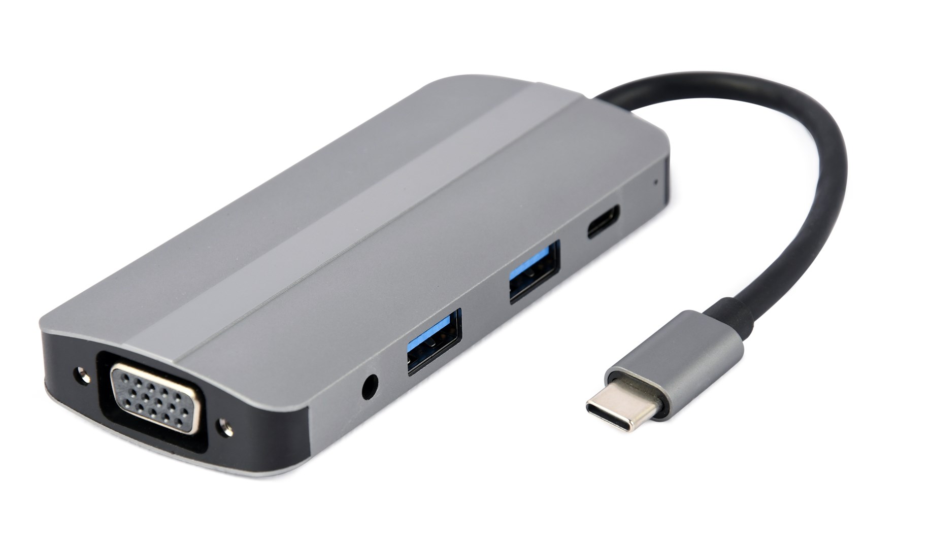 USB hub GEMBIRD A-CM-COMBO8-02 (usb-c, hdmi, vga, čitač kartica, srebrni)-0
