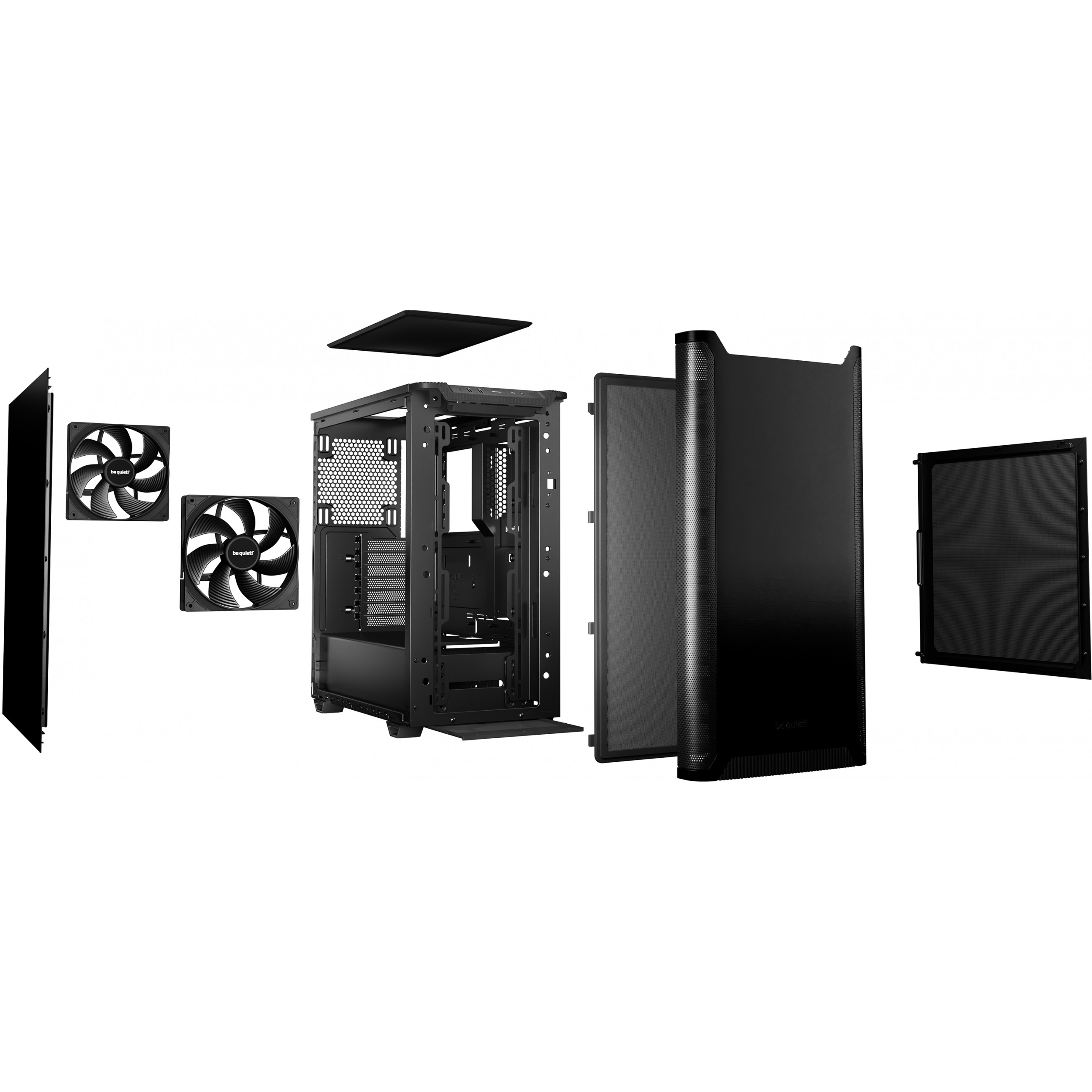 PC kućište BE QUIET! PURE BASE 501 Black Midi Tower (Midi Tower, ATX, micro ATX, Mini-ITX, 2x 3.5" bays, 5x 2.5" bays, 2x USB 3.2 Gen 2 Type-A, 1x USB 3.2 Gen 2 Type-C)-3