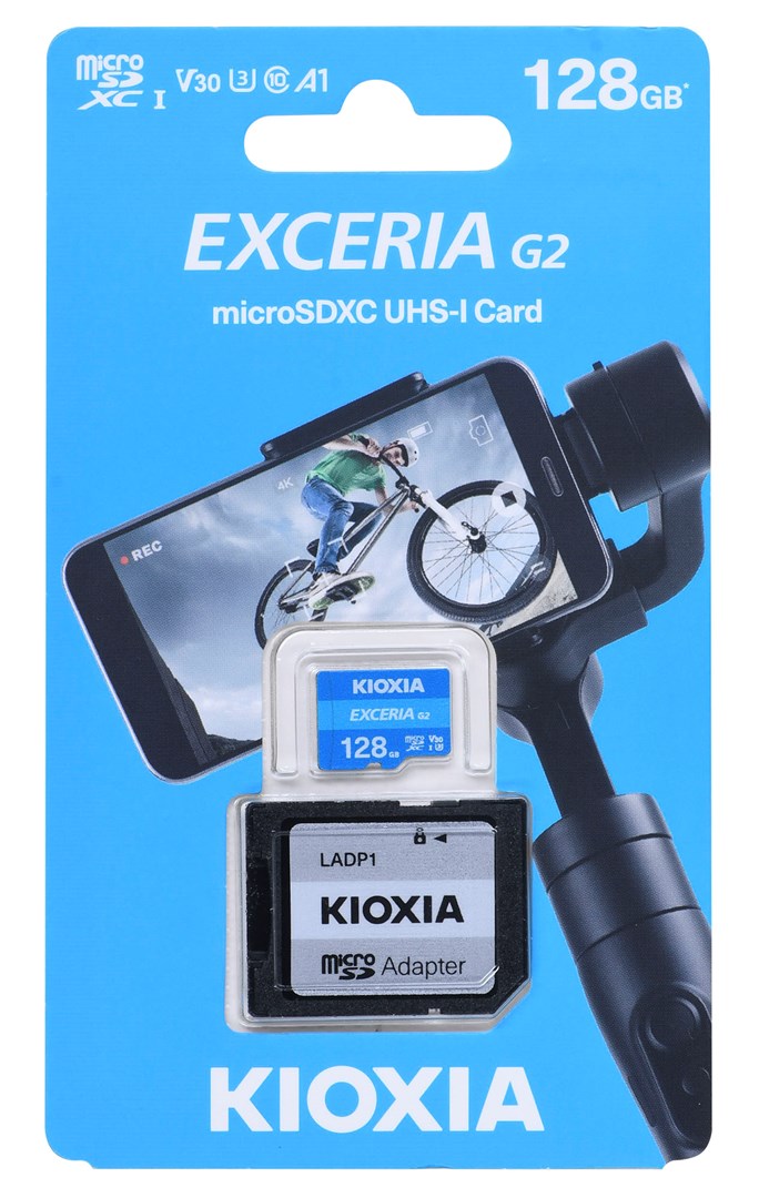 MicroSDHC KIOXIA EXCERIA G2 128 GB (kapacitet 128 GB, UHS Speed Class U3, brzina pisanja 50 MB/s, brzina čitanja 100 MB/s, Video Speed Class V30, flash memory class Class 10)-1