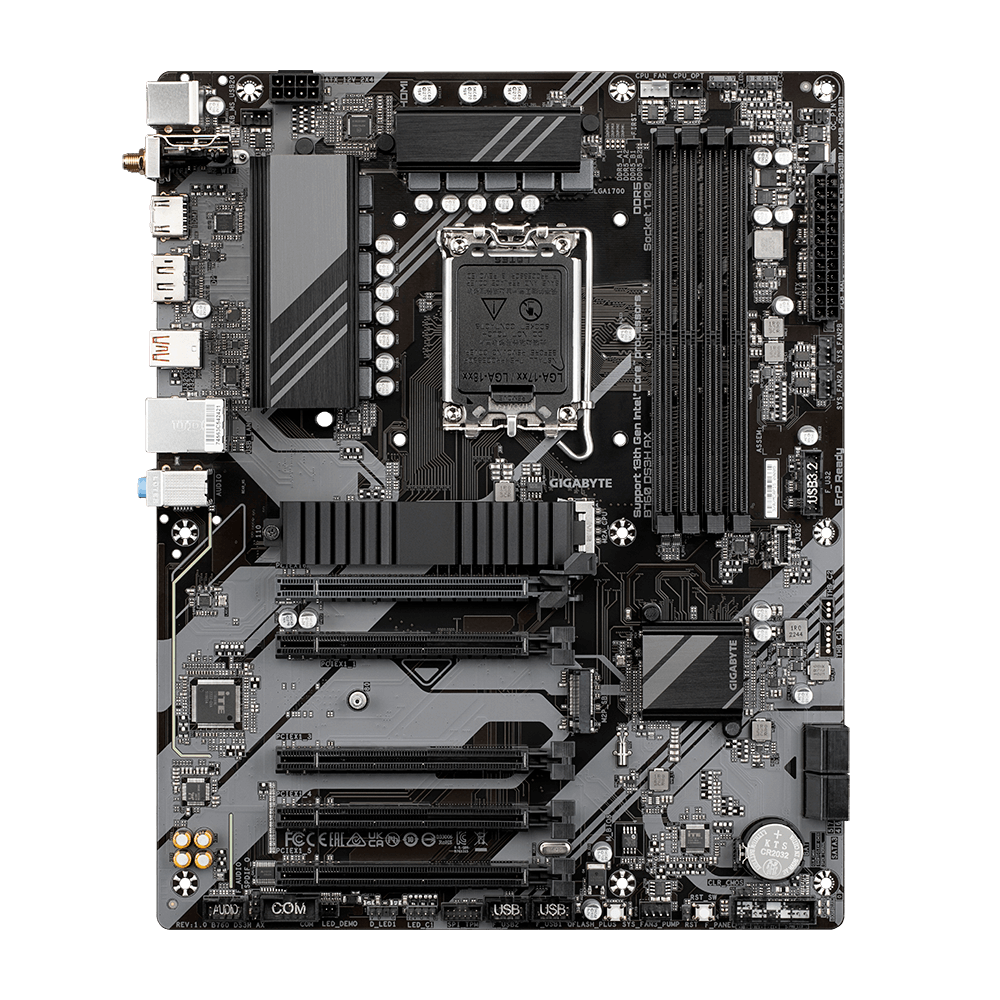 Gigabyte B760 DS3H AX Motherboard - Supports Intel Core 14th Gen CPUs, 8+2+1 Phases Digital VRM, up to 7600MHz DDR5 (OC), 2xPCIe 4.0 M.2, Wi-Fi 6E, 2.5GbE LAN, USB 3.2 Gen 2-4