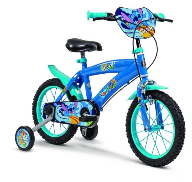 Dječji bicikl HUFFY Disney Stitch 14" (pomoćni kotači, prednja kočnica, za djecu 3-5 god)-1