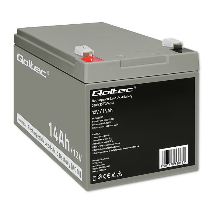 Qoltec 53045 AGM battery | 12V | 14Ah | max. 210A-7