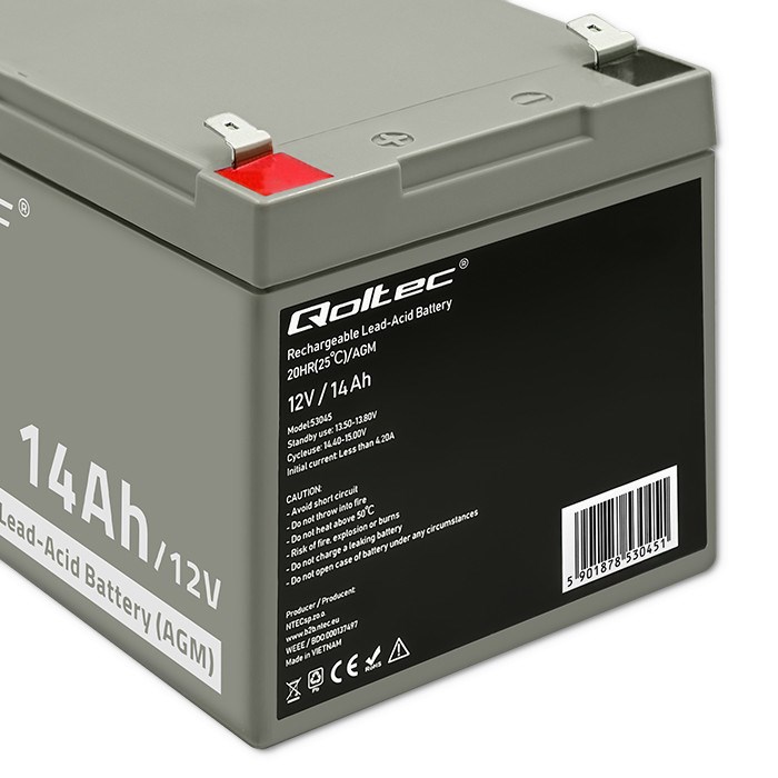 Qoltec 53045 AGM battery | 12V | 14Ah | max. 210A-2