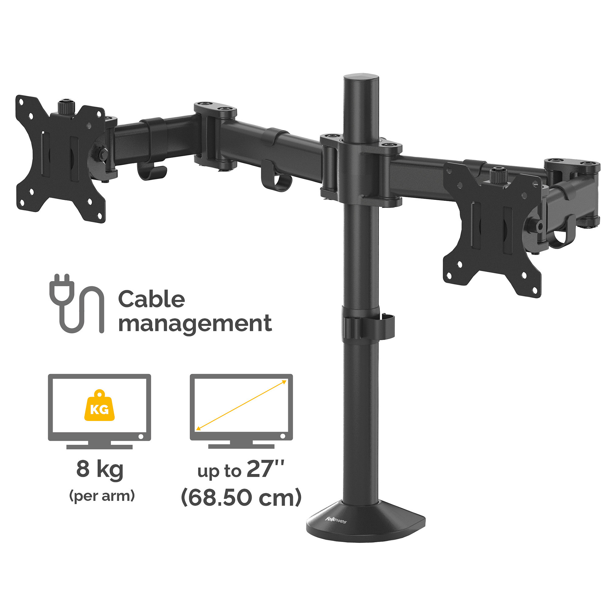 Ergonomska ruka FELLOWES Reflex (materijal kućišta metal, boja crna, maksimalna težina 16 kg, broj podržanih monitora 2)-8