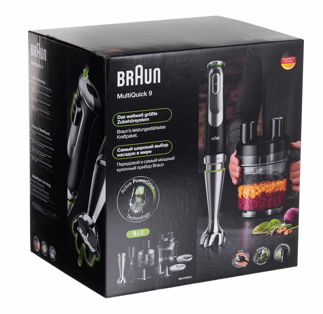 Štapni blender BRAUN MultiQuick 9 MQ 9195XLI (2 L, 1200 W, crni, nehrđajući čelik)-1