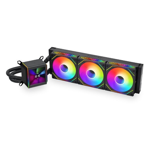 Tekući hladnjak za procesor LIAN LI GALAHAD II LCD SL-INF (36 cm, crni, 3 ventilatora, IPS, aluminij)-0