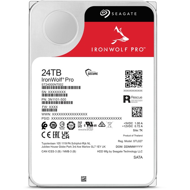 Seagate IronWolf Pro ST24000NT002 internal hard drive 24 TB 7200 RPM 512 MB 3.5" Serial ATA III-18