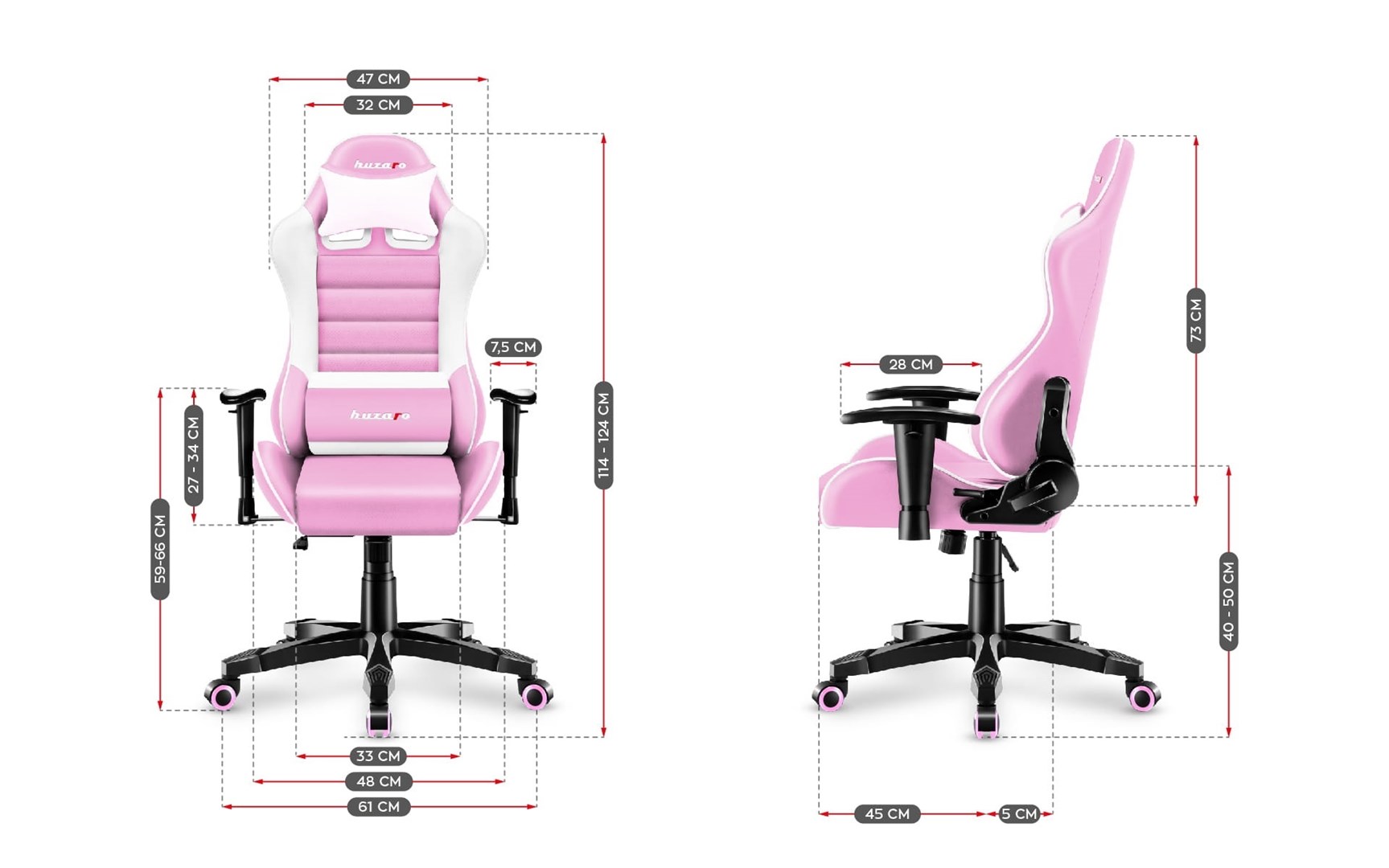 Dječja gaming stolica HUZARO HZ-Ranger 6.0 (roza)-6