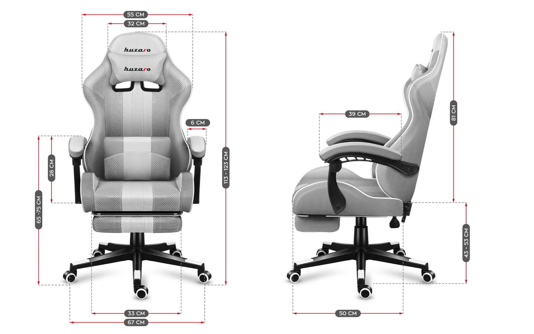 Gaming stolica HUZARO FORCE 4.7 sivo-bijela-12