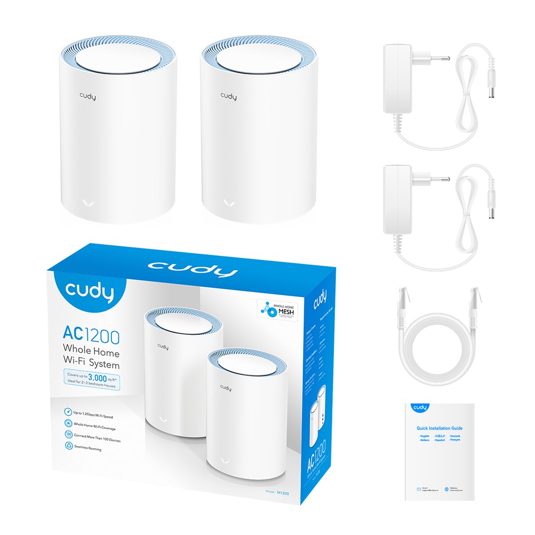 Cudy M1200 2-pack Dual-band (2.4 GHz / 5 GHz) Wi-Fi 5 (802.11ac) White 1 Internal-8