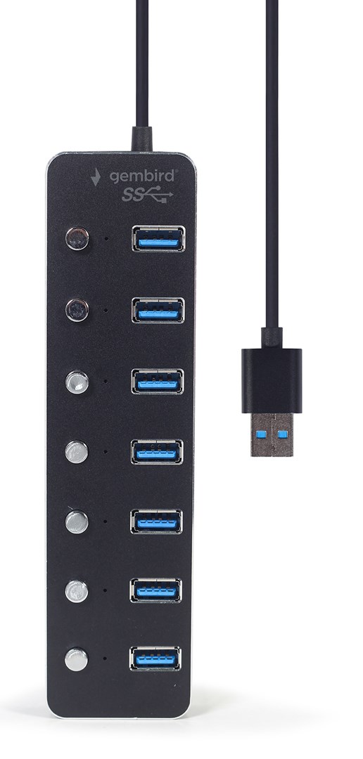 USB hub GEMBIRD UHB-U3P7P-01 (7-port USB 3.1, Gen 1, s prekidačima) crni-2