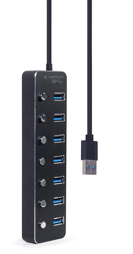 USB hub GEMBIRD UHB-U3P7P-01 (7-port USB 3.1, Gen 1, s prekidačima) crni-1
