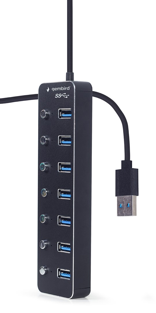 USB hub GEMBIRD UHB-U3P7P-01 (7-port USB 3.1, Gen 1, s prekidačima) crni-3