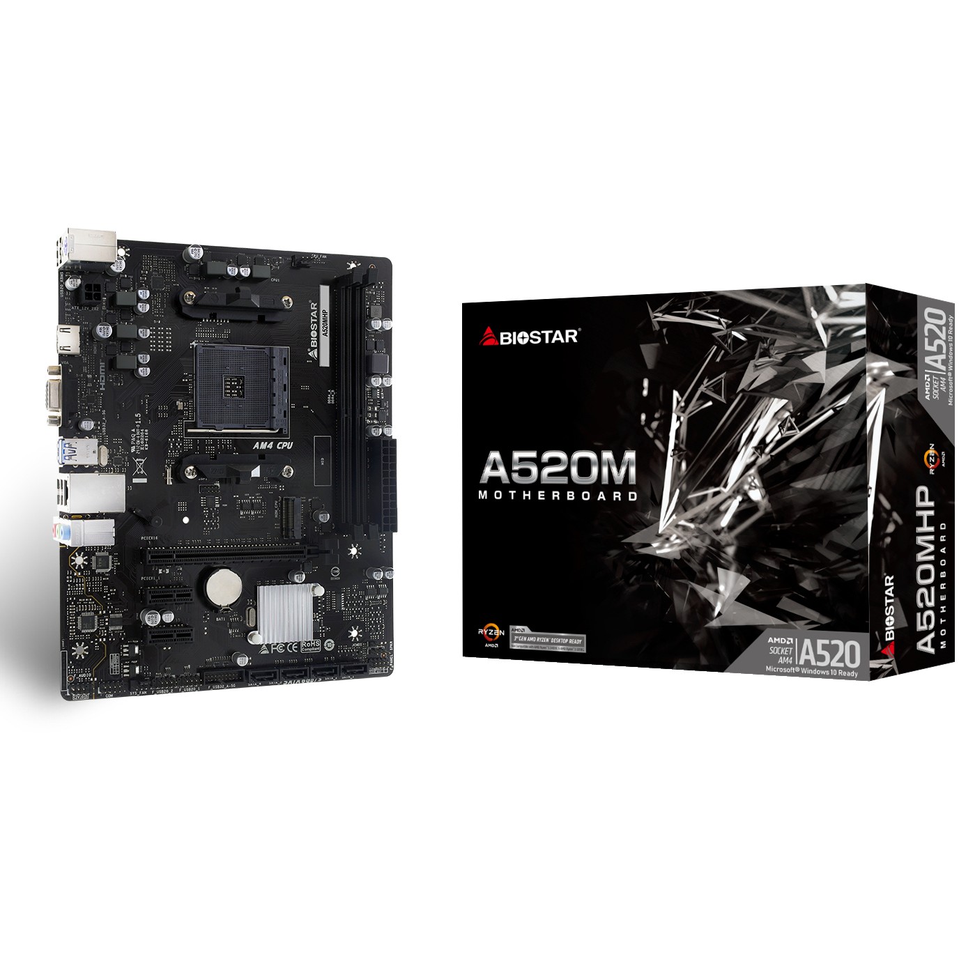Ploča glavna BIOSTAR A520MHP micro ATX (Socket AM4, AMD A520, 64 GB RAM, 4 SATA III, HDMI, USB 3.2)