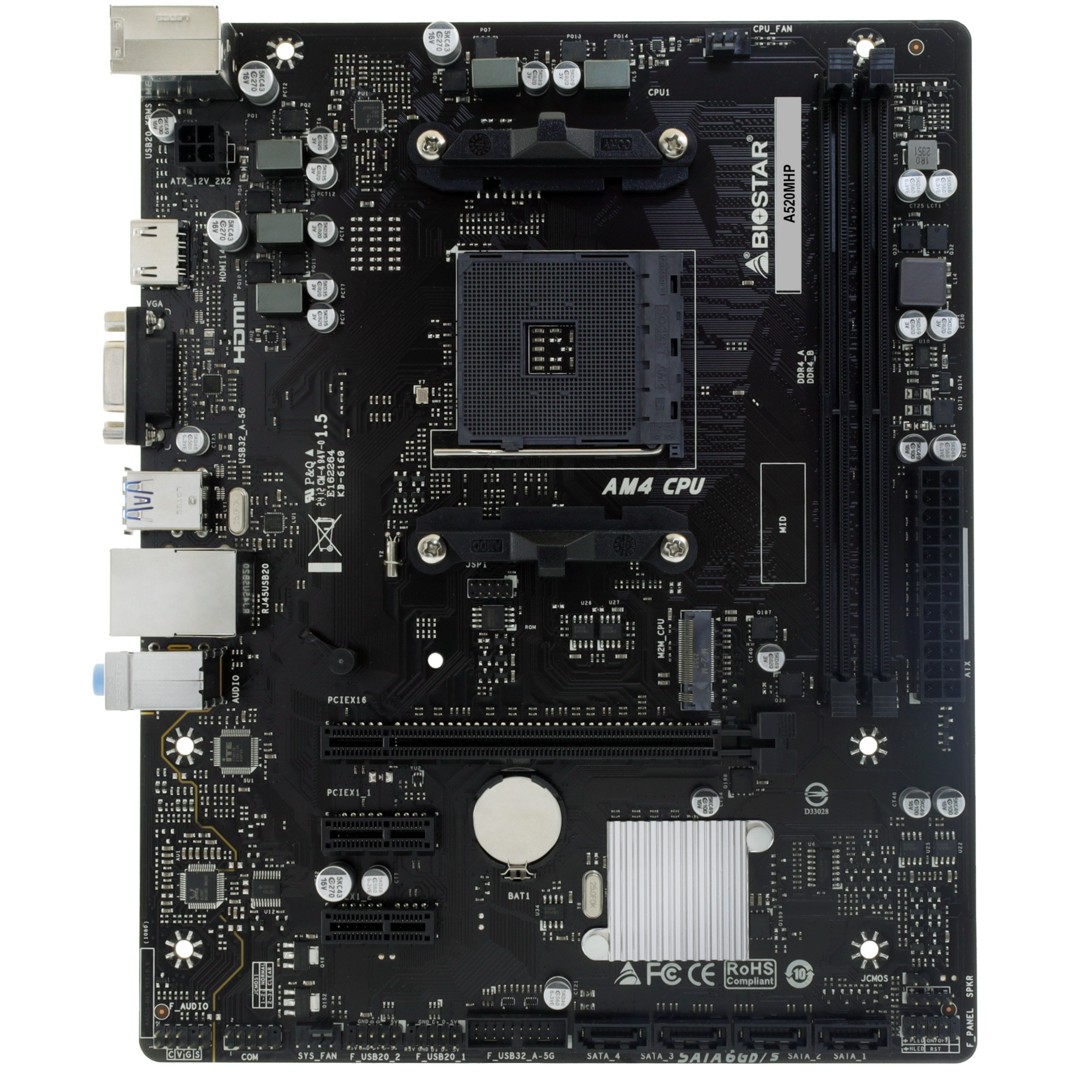 Ploča glavna BIOSTAR A520MHP micro ATX (Socket AM4, AMD A520, 64 GB RAM, 4 SATA III, HDMI, USB 3.2)-1