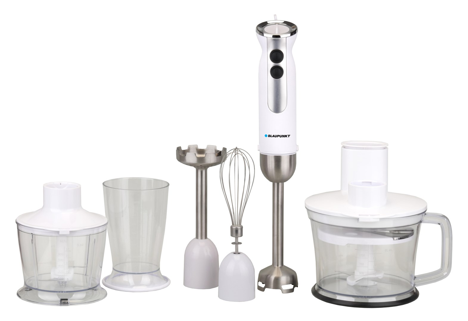 Štapni blender BLAUPUNKT HBD801WH (1000 W, četverostruki nož s titanom, regulacija brzine, set dodataka)-0