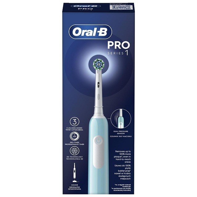 Električna četkica za zube BRAUN Oral-B PRO1 (namjena odrasli, boja plava, način pranja zuba osjetljivo, broj načina pranja zuba 3, oblik četkice okrugla, tip četkice rotirajuća)-1